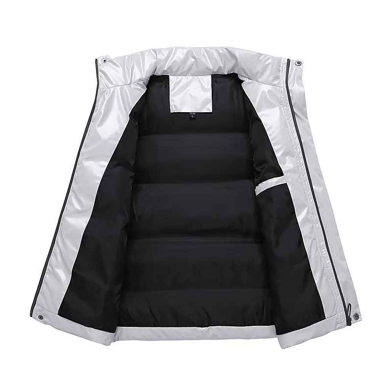 Winter Sleeveless Jacket Glossy Men Vest Parka Tactical Vest Warm Thick Brand Fashion Jacket Korean Style Waistcoat