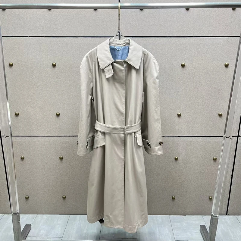 Women's Belt Waist Cinching Mid-Length Trench Coat Coat, Casual Commuter Long Jacket Top, High Quality Cotton Coat, 2026, y2k