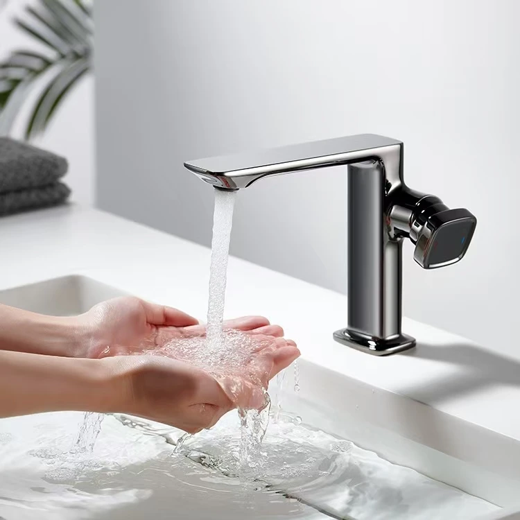 Luxury Top Quality Brass Bathroom sink faucet 1 Hole Modern Hot cold water Basin mixer Tap wash basin lavabo faucet,Brushed Grey