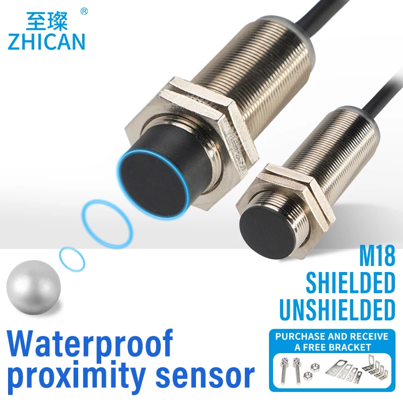 Long distance M18 metal sensor detects copper, aluminum and steel distance without attenuation IP68 waterproof proximity switch