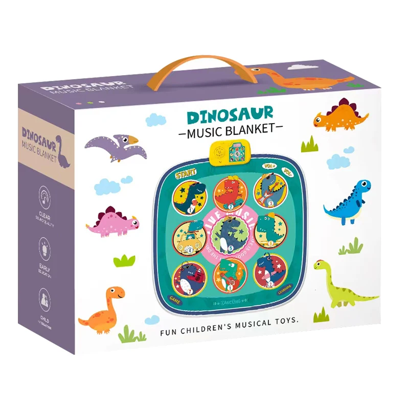 

Dinosaur Themed Music Mat - Interactive Electronic Dance and Memory Game Rug for Kids, Enhances Coordination and Cognitive Skill