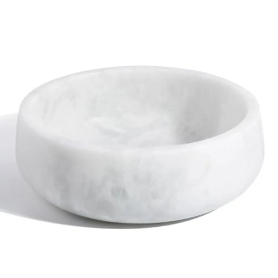 

White Marble Dog Bowls, Non-Slip Dog Food Water Bowl Small, Heavy Duty Pet Bowl for Cats and Medium Dogs, Weighted African Natu