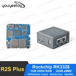 Scheda di sviluppo NanoPi R2S Plus Rockchip RK3328 Quad-core A53 SoC 1 GB RAM 32 GB eMMC Supporta U-boot, Ubuntu-Core, OpenWrt