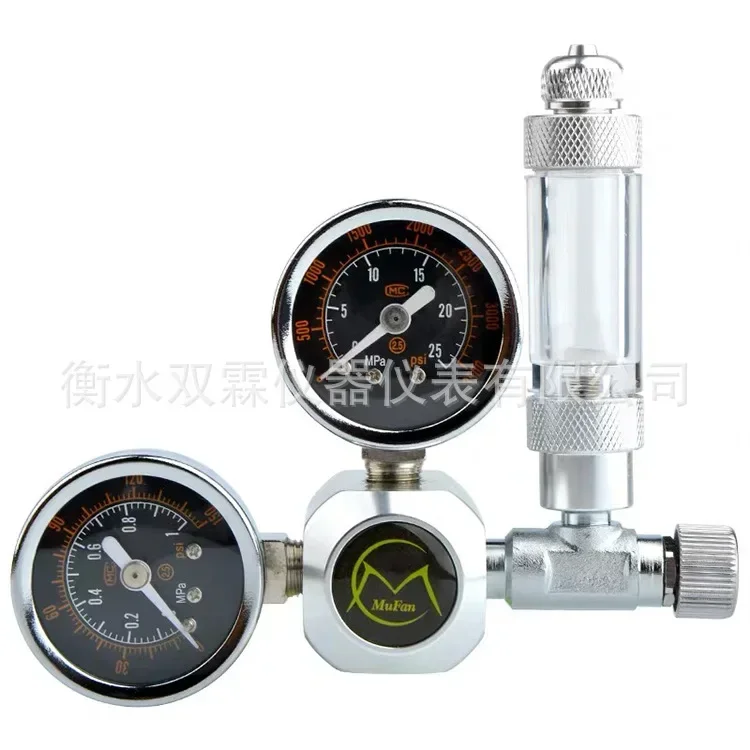 CO2 decompression gauge of aquatic plant cylinder CO2 decompression valve bubble recorder Large double-meter electromagnetic