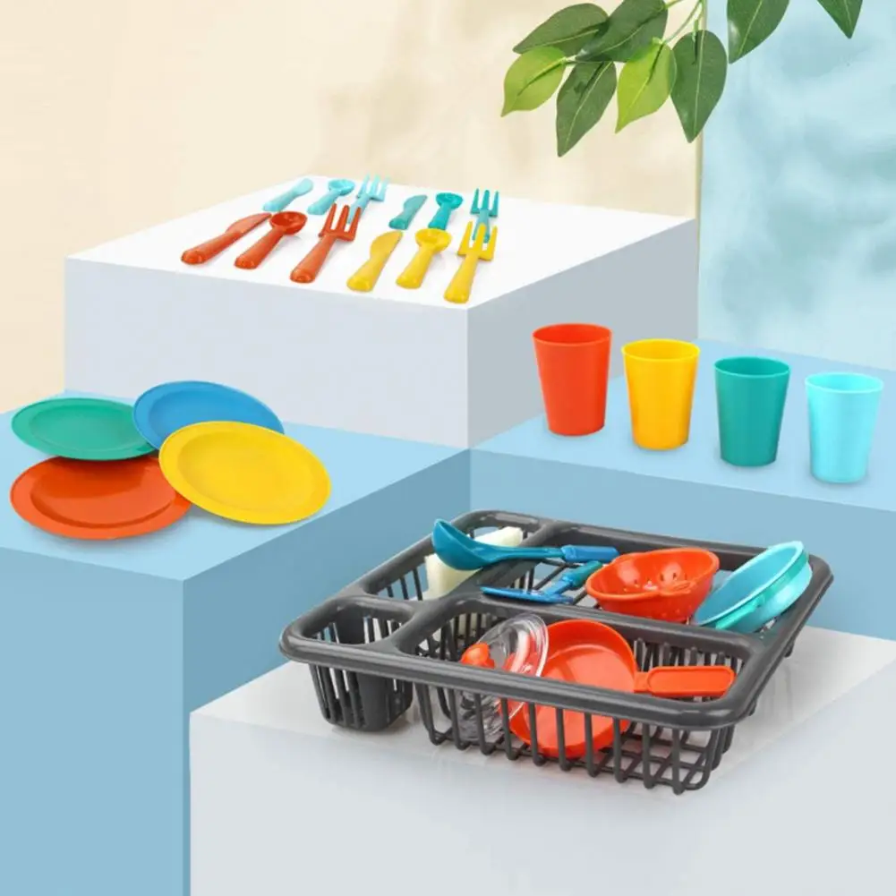 26点セット シミュレーション食器 ハウスキーピングおもちゃ ナイフ フォーク スプーン 皿 キッチン用品 ごっこ遊び 子供用 キッチン食器セット おもちゃ