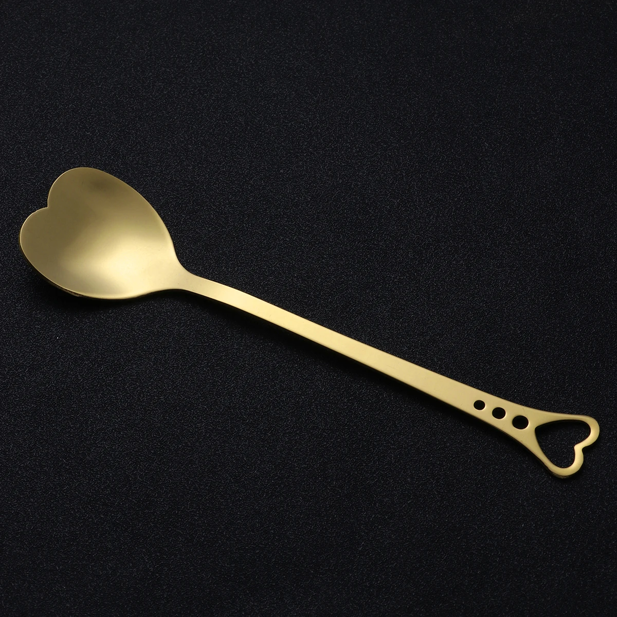 ملعقة حلوى من الفولاذ المقاوم للصدأ على شكل قلب مطلية بالذهب، مغرفة تحريك فريدة من نوعها مضادة للصدأ، أدوات مائدة سميكة صديقة للبيئة للمنزل