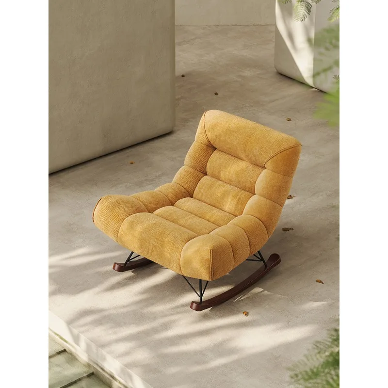 Rocking chair light luxury fabric living room modern simple balcony lazy single recliner