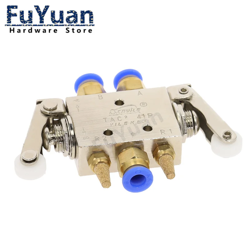 Pneumatic Mechanical Valve TAC2-41PP+34C Exhaust valve 2 Position 5Way 1/8 Thread Double Head Roller Lever Switch Valve