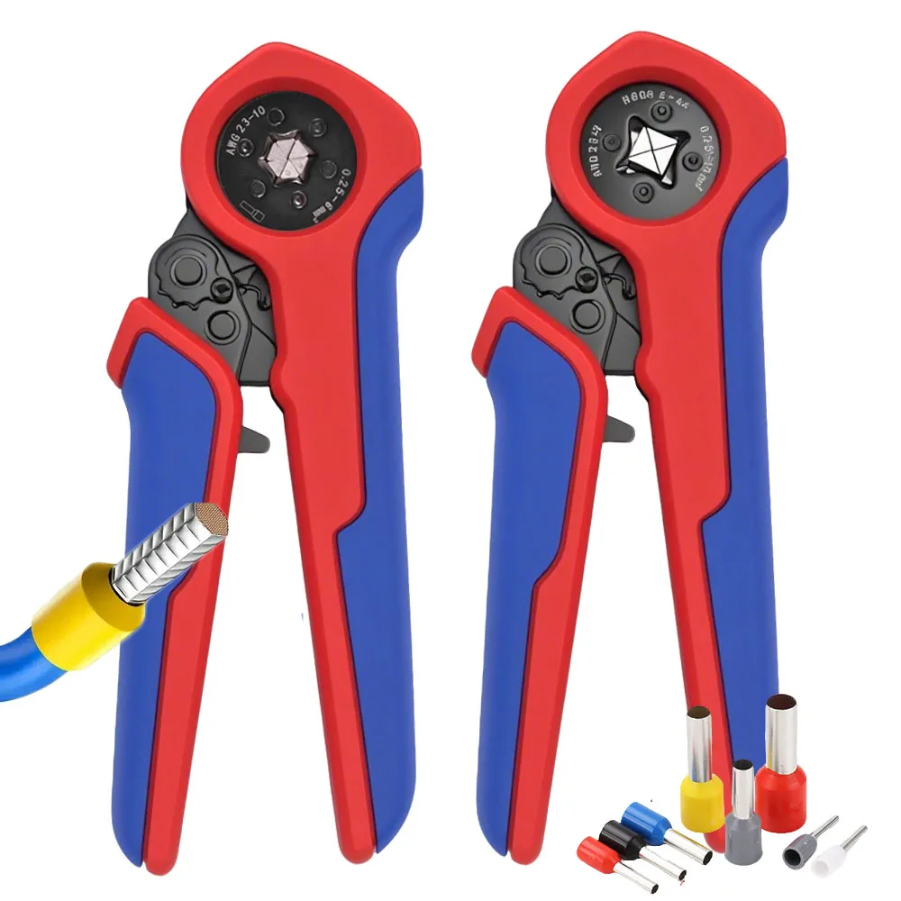 Crimping Tool HSC8 6-4 0.25-10mm for Ferrule Tubular Terminals ² 23-7AWG Ferrule Crimping Clamp Set Wire Head Electrician Tools