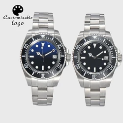 Customisable logo watch NH35 movement 44mm men's watch sterile luminous dial stainless steel case sapphire crystal waterproof