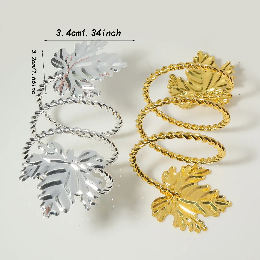 New 3/5 Pcs gold and silver spring napkin ring Creative metal wutong leaf napkin button Factory direct sales