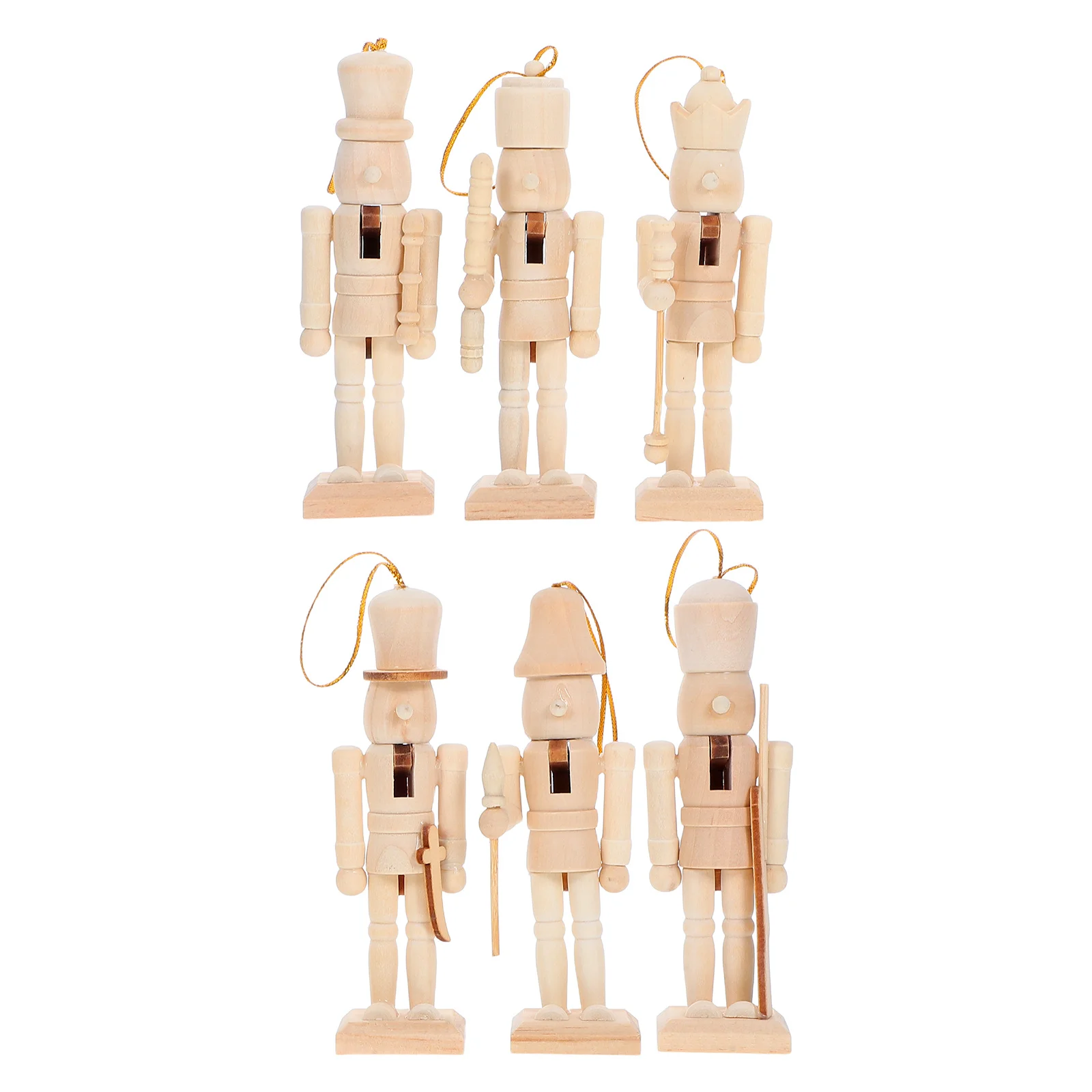 

6Pcs Traditional Nutcracker Soldiers 12.5cm Handcraft Wood Figures for Christmas DIY Decorative Home Festive Setup