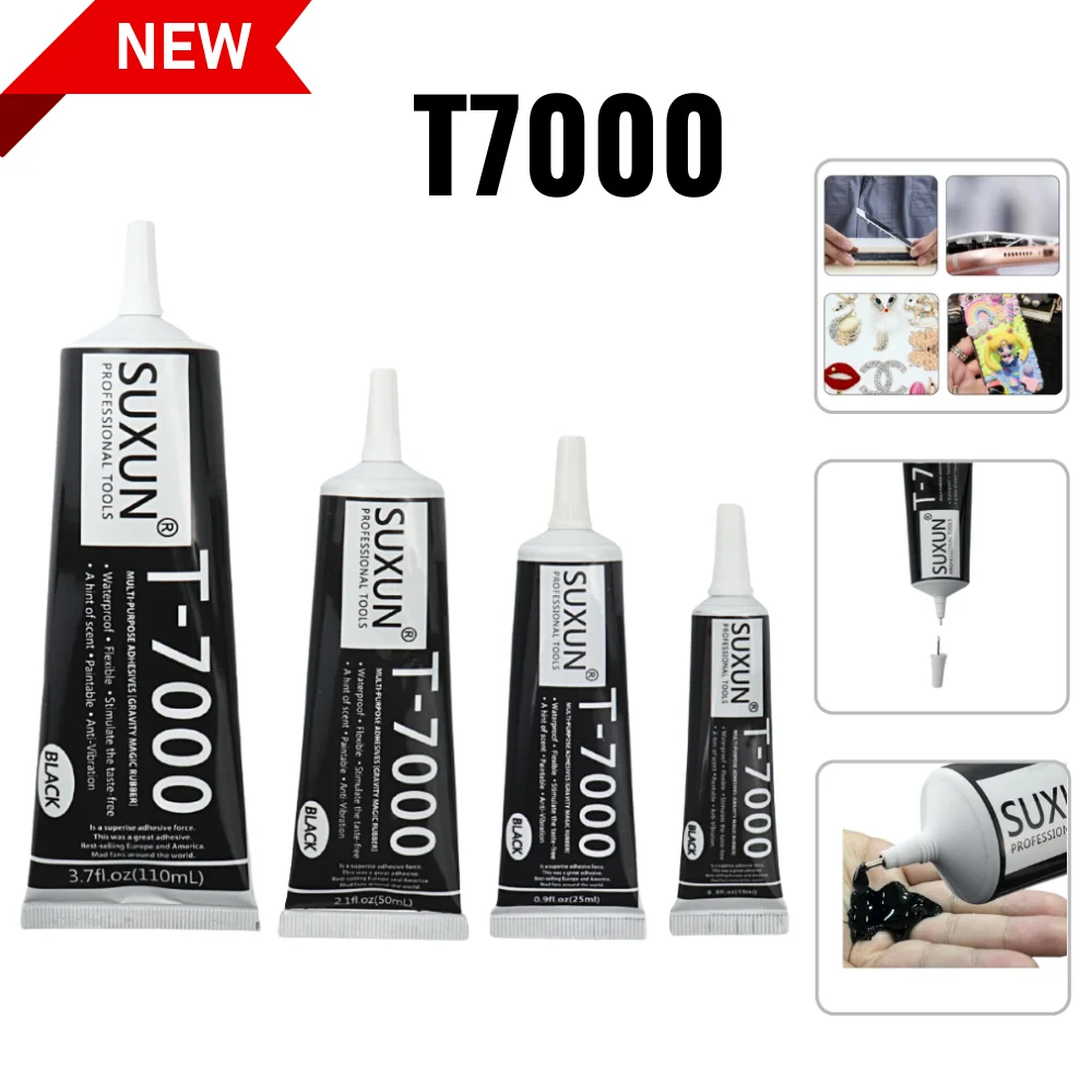 T7000 Black Contact Cellphone Tablet Repair Adhesive Strong t-7000 Glue 15ML 25ML 50ML 110ML With Fine Needle Outlet