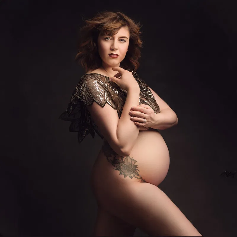 Топы для беременных с вышивкой блестками накидка фотосессии модные летние короткие топы мамы Фото №4