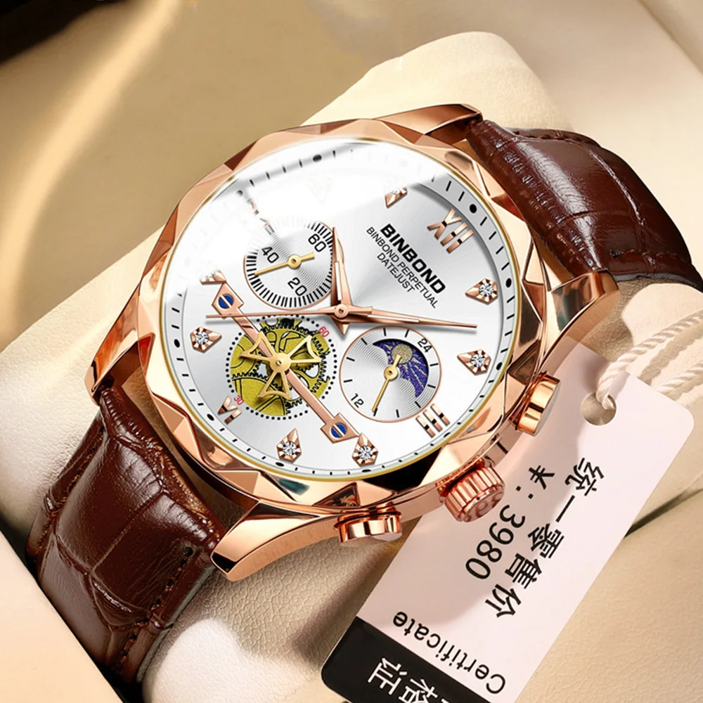 

2023 New Business Watch Men Luxury Diamond Leather Quartz Waterproof Luminous Date Fashion Chronograph Wristwatches Reloj Hombre