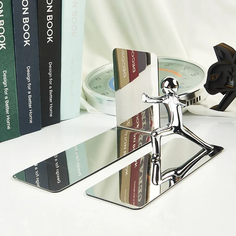Creative Kung Fu Figurine Bookshelf Baffle Metal Book Clip Storage Desktop Bookends Study Decoration Art Ornament