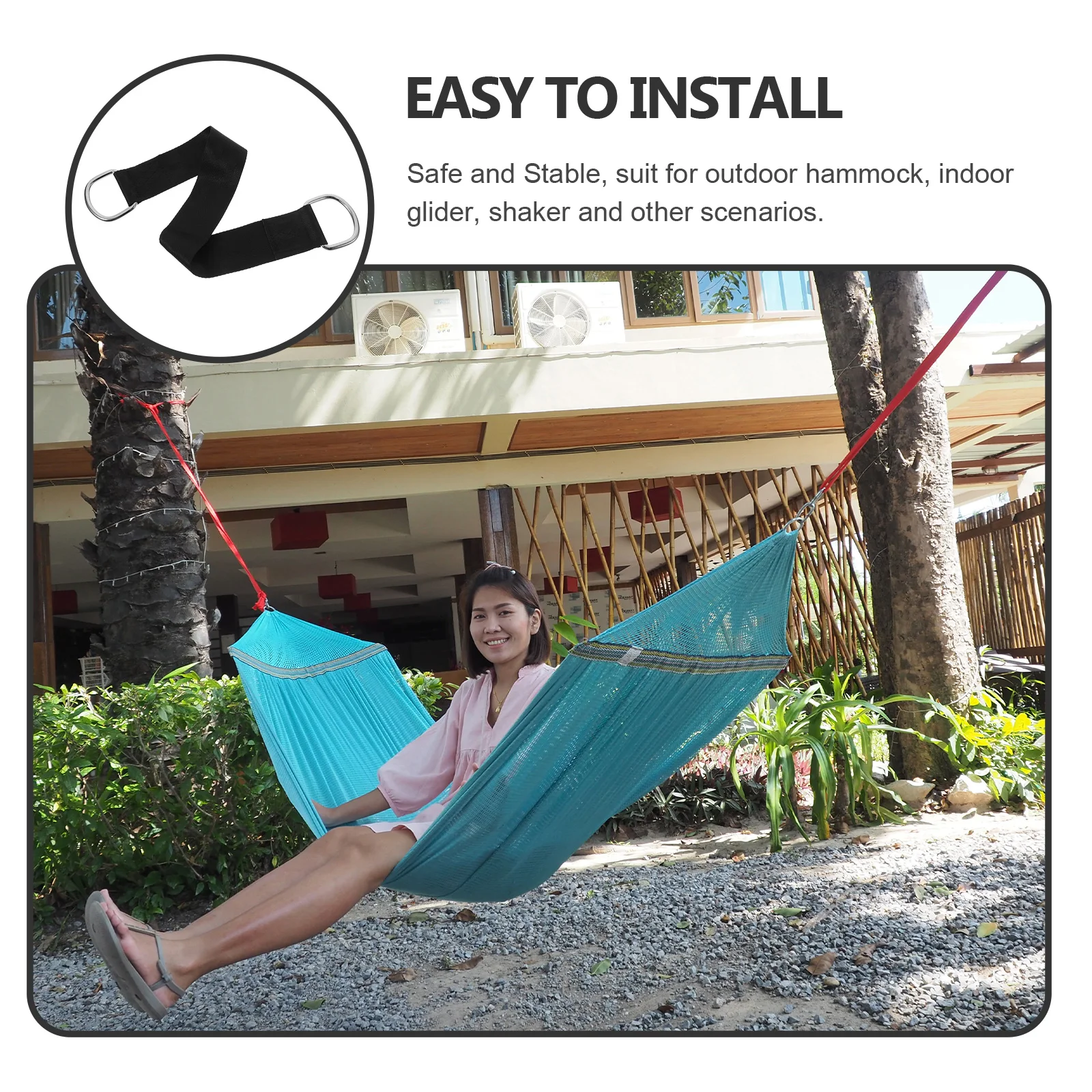 

2Pcs Adjustable Swing Connecting Straps for Trees Weather Resistant Load Bearing Carabiner Suitable Swing Chair Hanger Outdoor