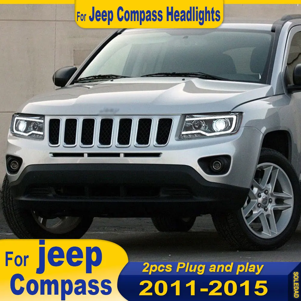 

Car Headlight For Jeep Compass 2011 2012 2013 2014 2015 2016 LED Headlamps Styling Dynamic Turn Signal Lens Auto Assembly