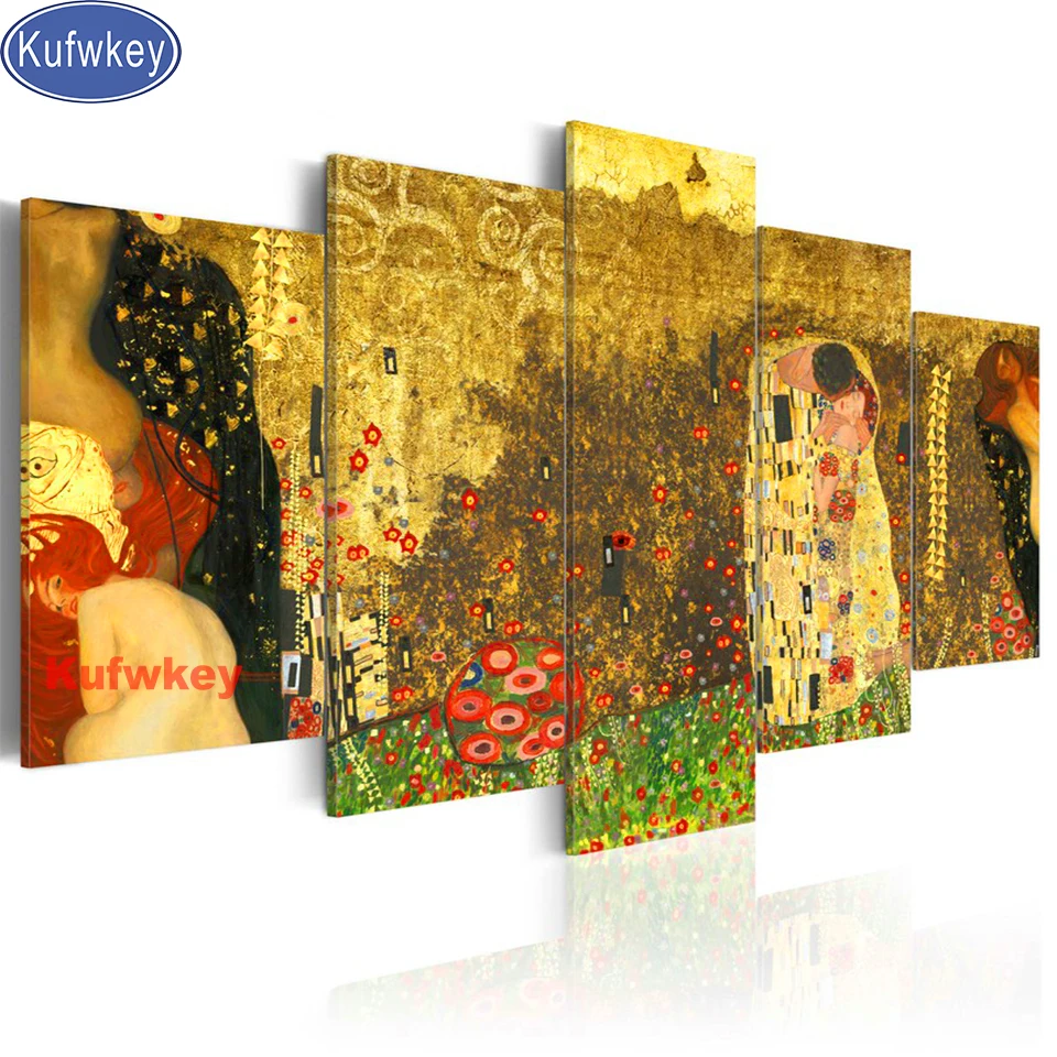 

Klimt'S Muses Diamond Painting Full Square/Round Drill 5d Diy Diamond Embroidery 5 Panel 3d Cross Stitch Mosaic Handicraft Gify