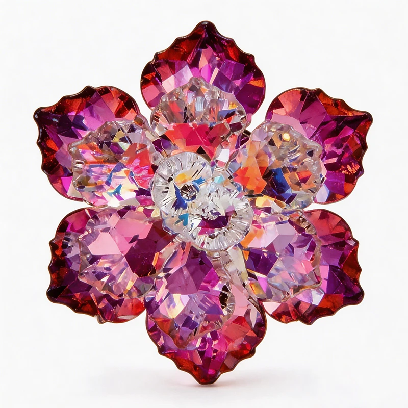 Wuli&baby Glass Flower Handmade Women Brooch Pins Shining Jewelry Accessory 2 Colors Best Gift