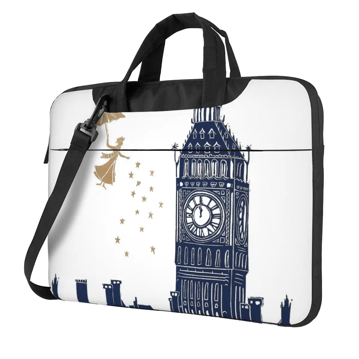 Mary Poppins And Big Ben Linocut Crossbody Laptop Bag Case Resistant Protective Notebook Pouch for Macbook Pro Lenovo