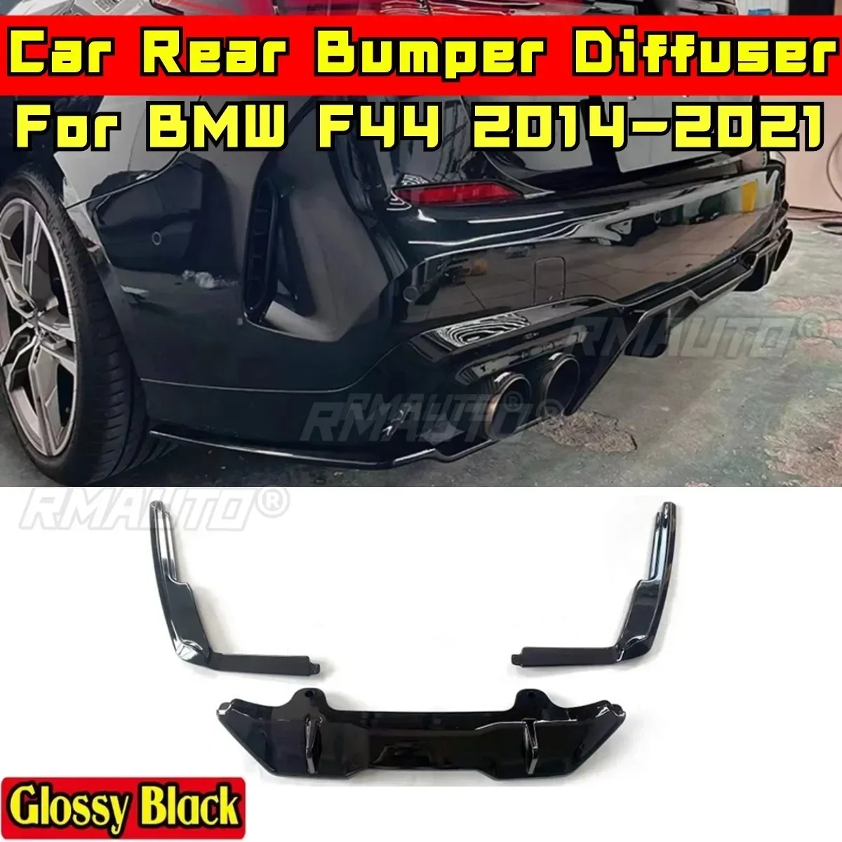 

Сплиттер для заднего бампера BMW F44 2014-2021, глянцевый черный