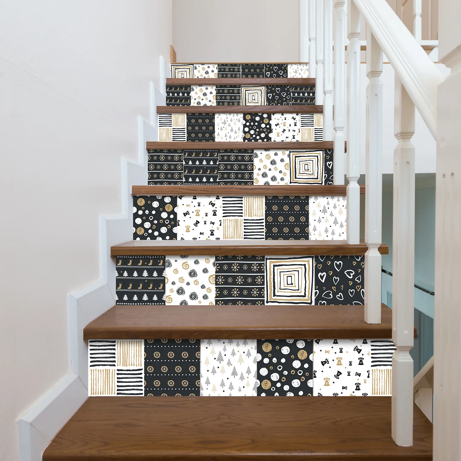 24pcs Vinyl Tiles Floor Self Adhesive Stikers Staircase Upholstery Stickers Escalier Tiles Sticker European Style For Stair