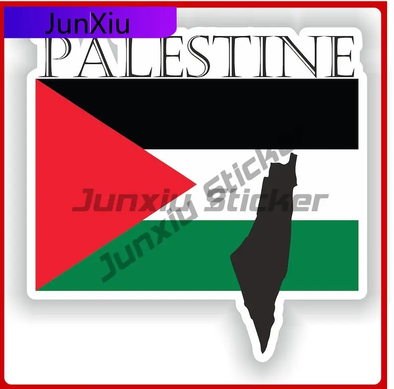 

Palestine Flag Contour Emblem Decals Waterproof Personalized Stickers for Car Decoration Guitar Accessories Custom Picture