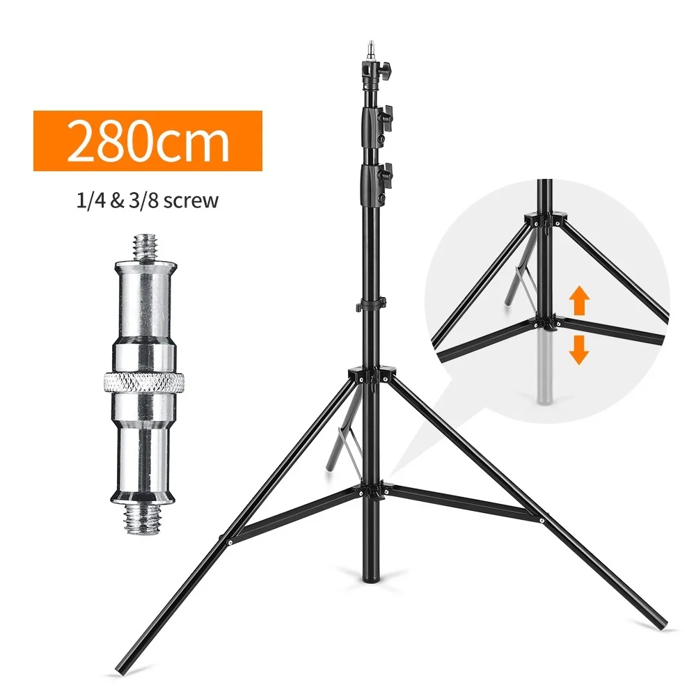 To 2.8 Meter / 9 ft Heavy Duty Impact Air Cushioned Video Studio Light Stand,Telescopic Support in the Middle,More Stable