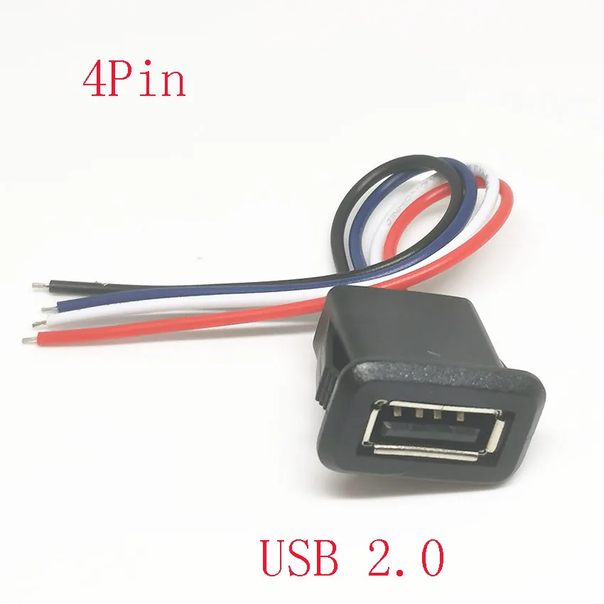 1 ~ 5 pz 2 Pin 4 Pin USB 2.0 Jack di alimentazione femmina 2 P 4 P USB 2.0 porta di ricarica connettore interfaccia dati con cavo presa di ricarica USB