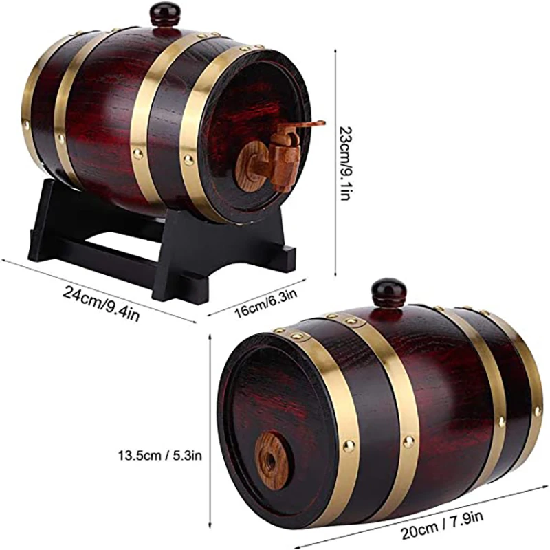 UNTIOR 1.5/3L Wood Wine Barrel Oak Beer Brewing Equipment Rum Pot Whisky Wine Bar Tools Wedding Decoration Home Brew Beer Tools