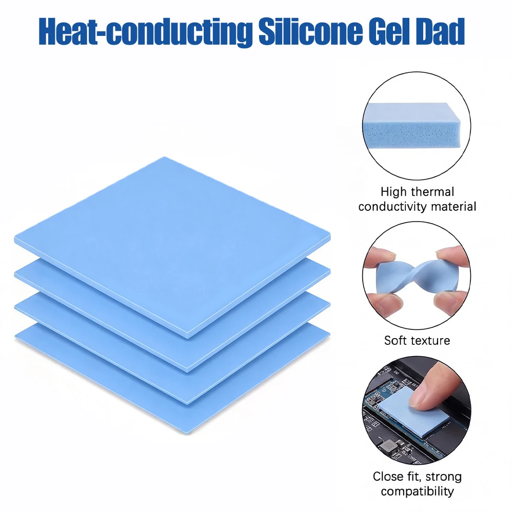 Thermal conductive silicone pad 100 × 100mm, 0.5/1/1.5/2mm thick heat sink, electrical insulation gap filling material
