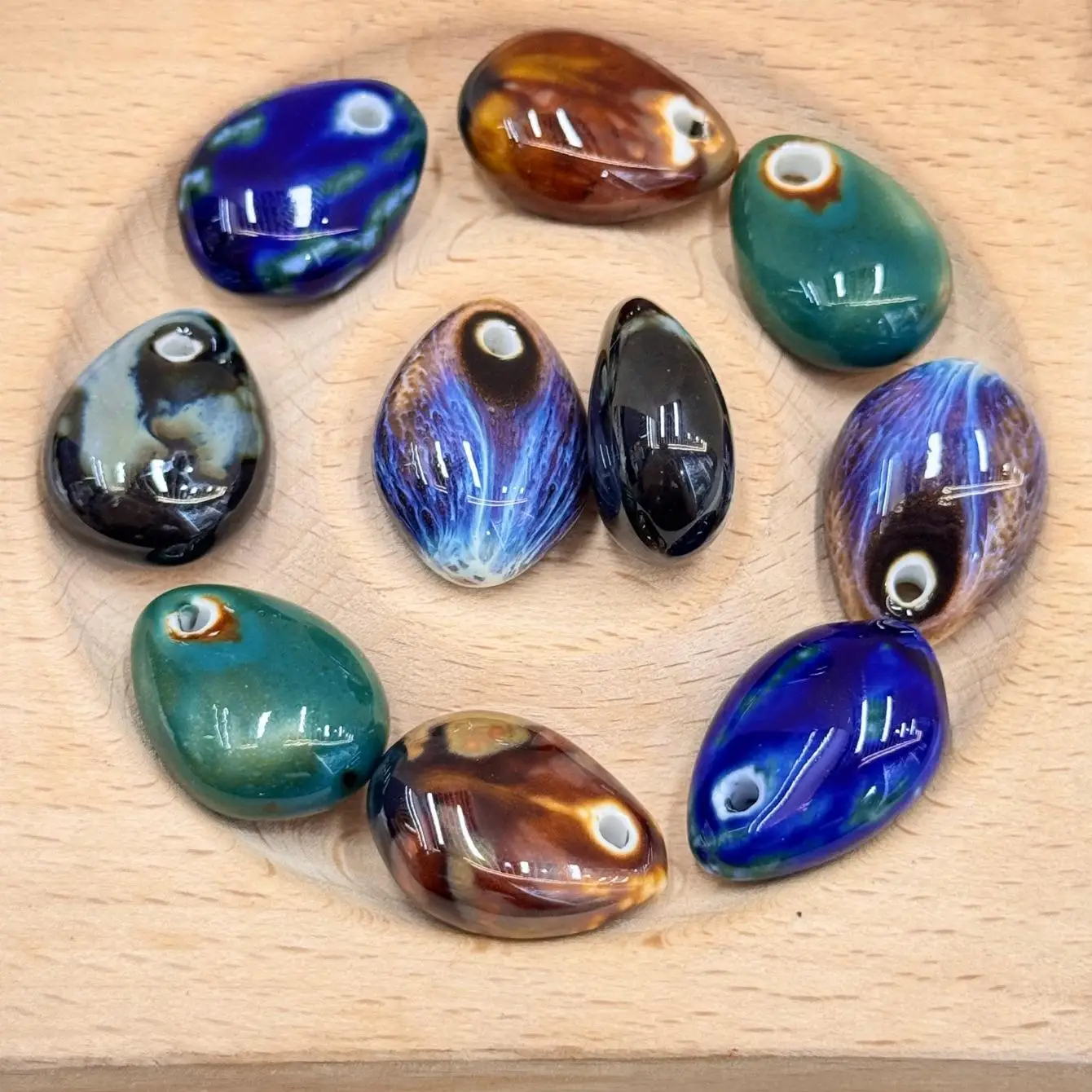 32Colors 10Pcs 24*18*11MM Ceramic Water Drop Shape Beads Small Pendant Colorful Light Dark Mixed Colors For Jewelry Making