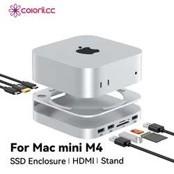 Colorii.CC USB C Hub with M.2 Enclosure Type C Docking Station NVME M.2 SSD Case HDMI 4K@60Hz M4 for Mac Mini M4 Pro