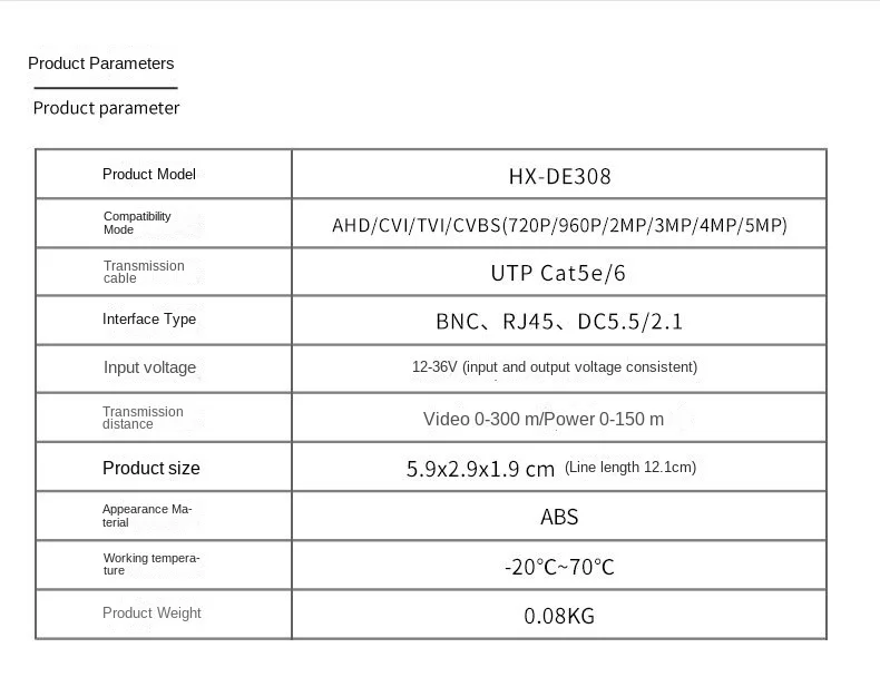 Alimentazione Video e Audio trasmettitore Twisted Pair 3 in 1 e 2 in 1 5MP