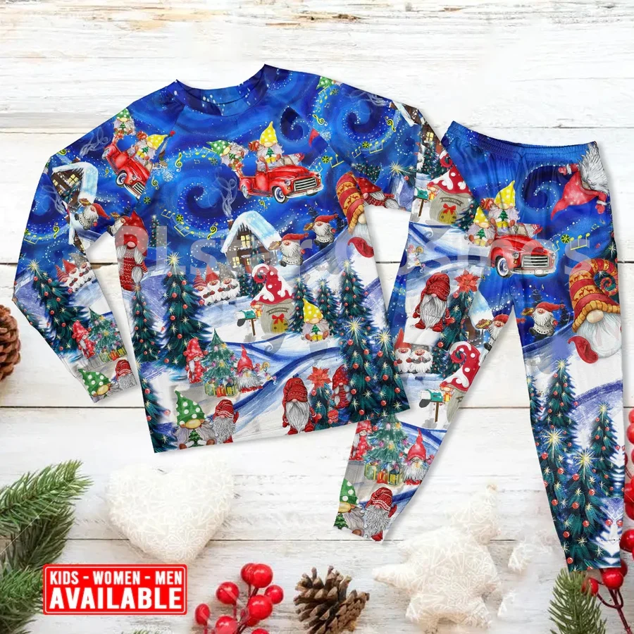 

Christmas Hanging With My Gnomies - Pajamas Long Sleeve 3D All Over Printed Family Pajamas Cosplay Clothes