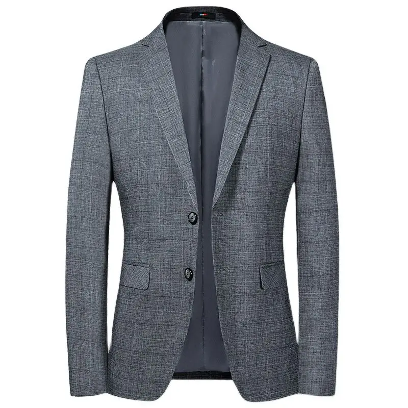 

Lansboter Grey Spring And Autumn Thin Men's Suit Coat Checkered Korean Slim Fit Youth Fashion Casual Jacket