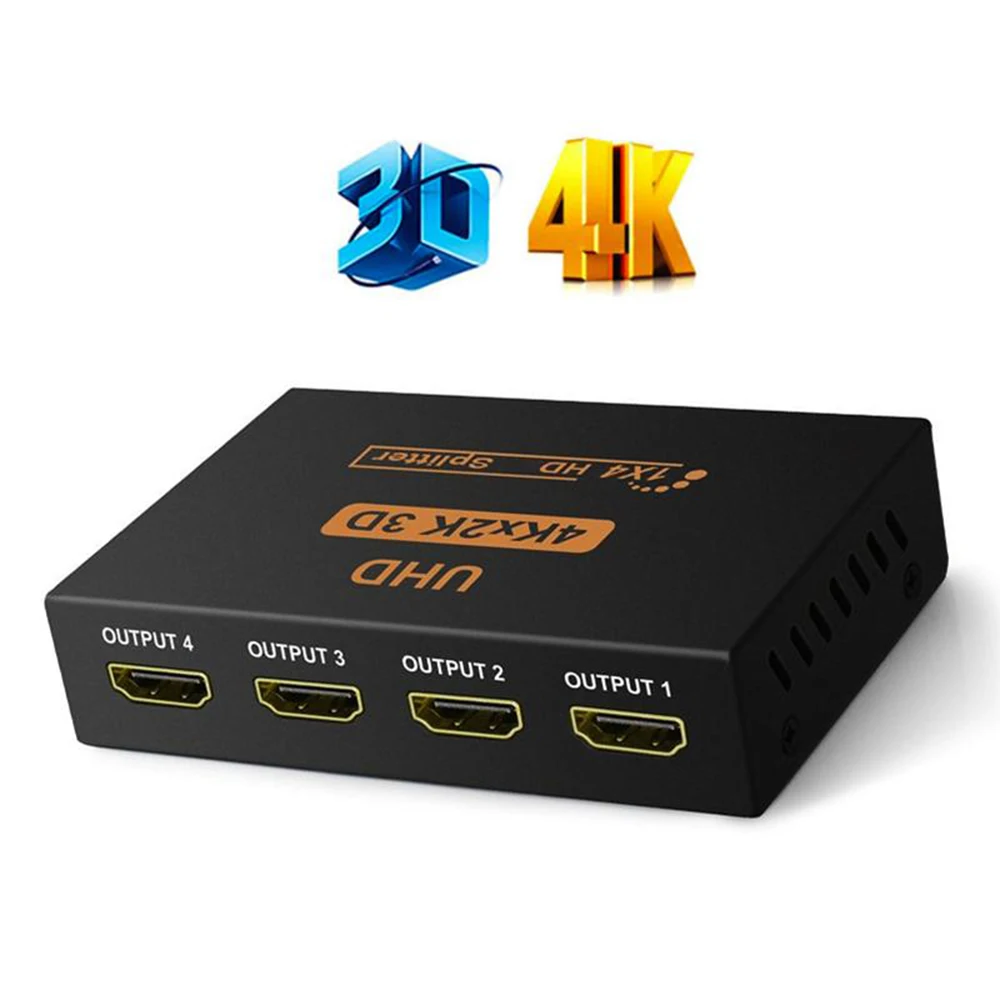 1x4 HDMI-kompatybilny konwerter rozdzielacz 1 w 4 wyjścia HD 1.4 Splitter wzmacniacz HDCP 4K/1080P podwójny wyświetlacz dla HDTV DVD PS3 Xbox