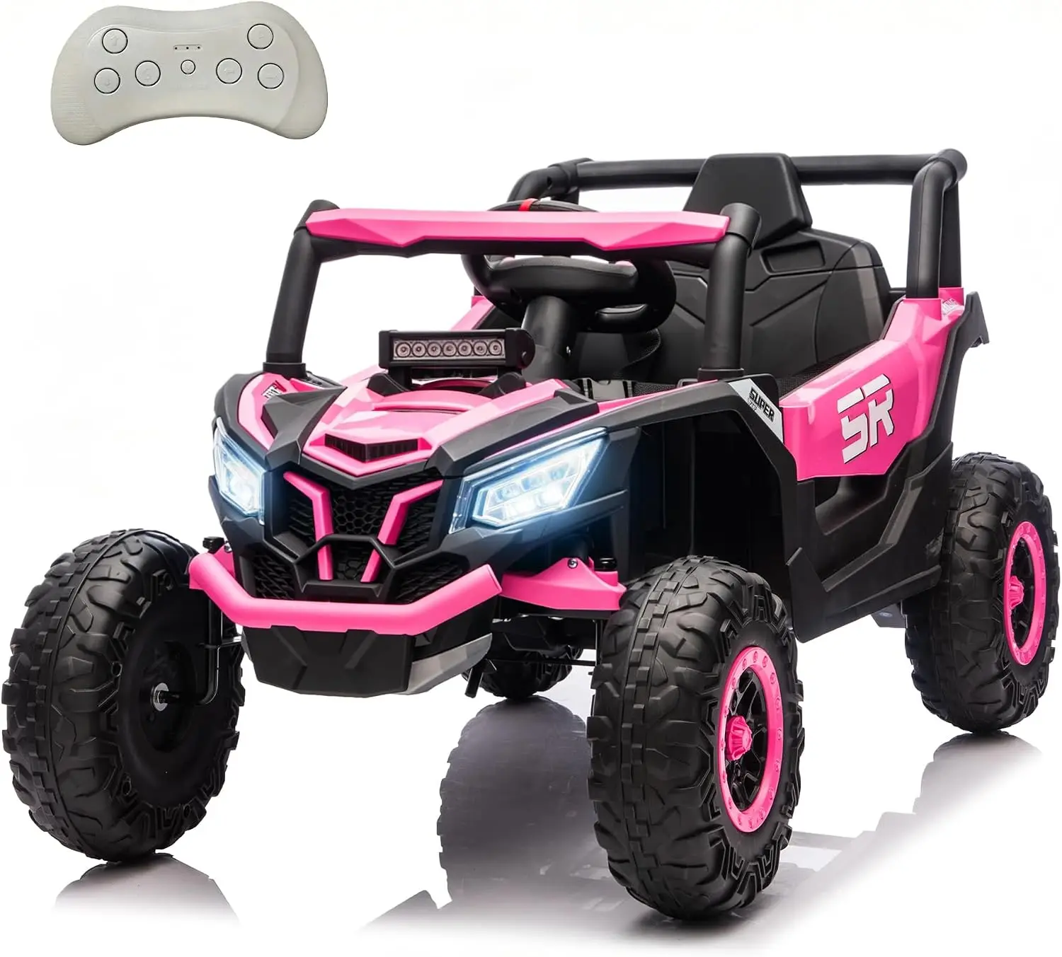 Pink Kids Electric Ride On Car 12V Battery Parent Remote Control Mp3 Player Led Lights 2X380W Motors Music Christmas Birthday Gi