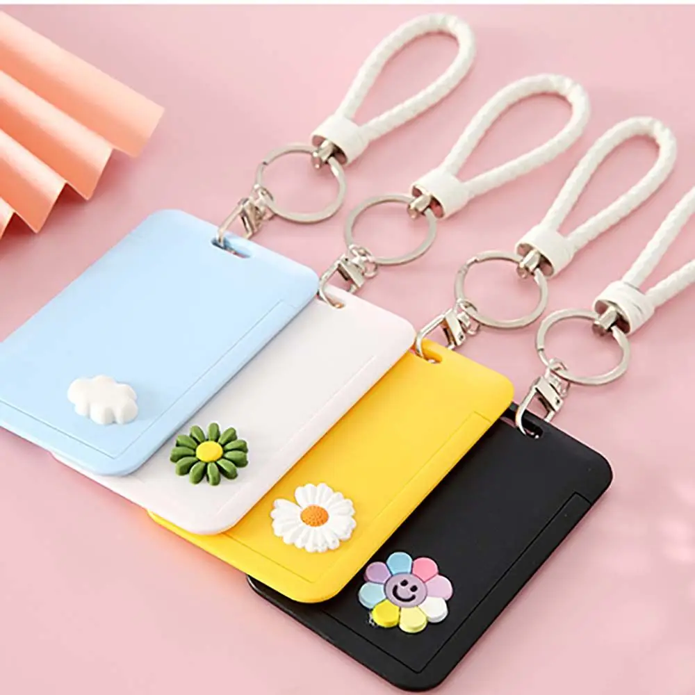 Girls New Children Business Bus Card Cover Badge Case ID Card Holder Keychain Bank Card