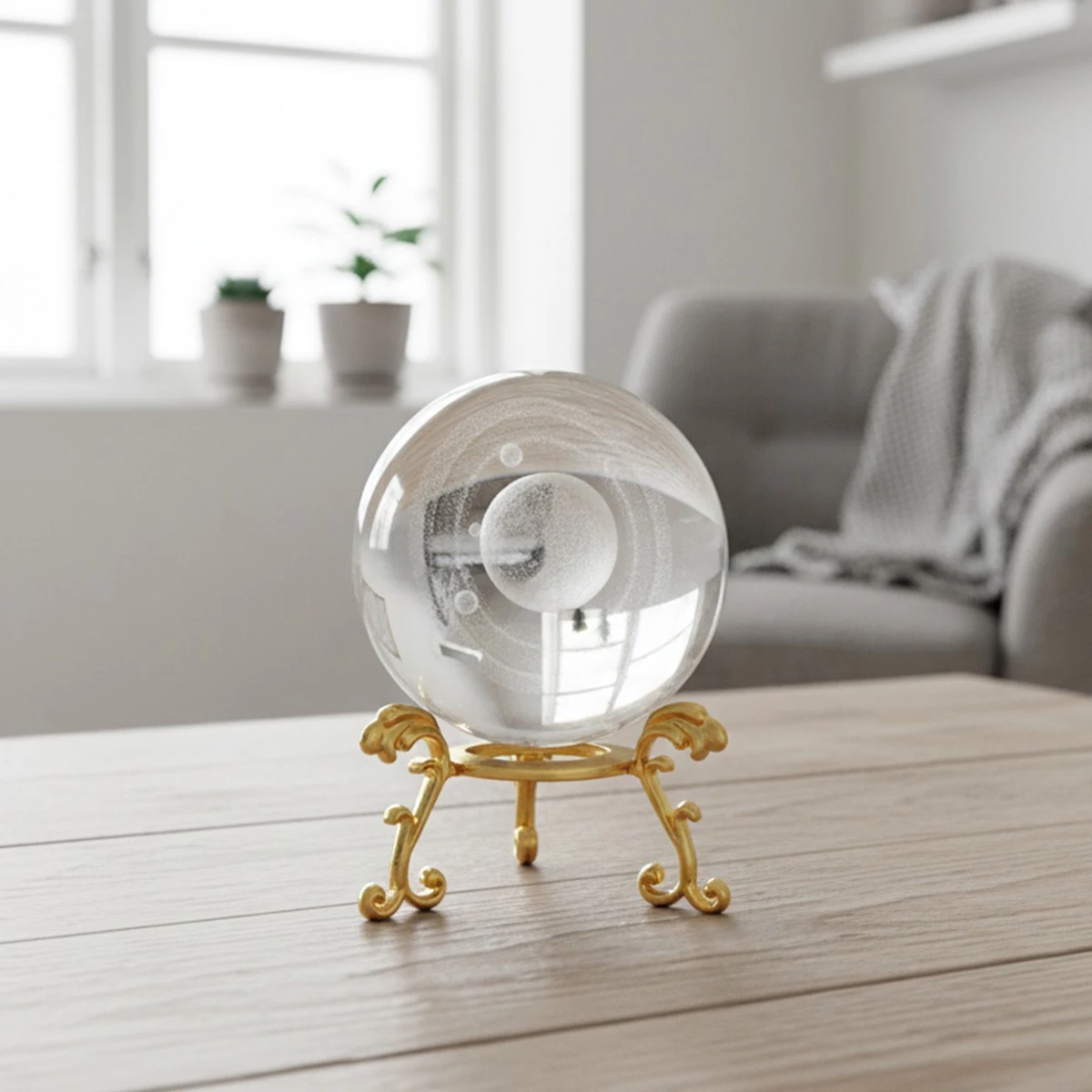1PC, simple transparent crystal ball decorative item, transparent crystal glass ball decorative item, Saturn crystal ball