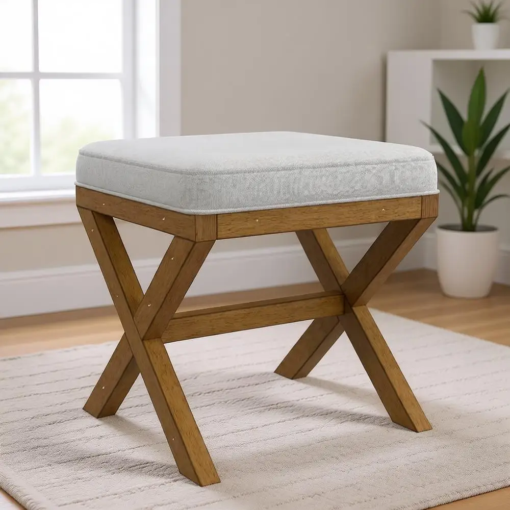 

Backwood Vanity Stool for Makeup or Bathroom, Dark Driftwood Finish