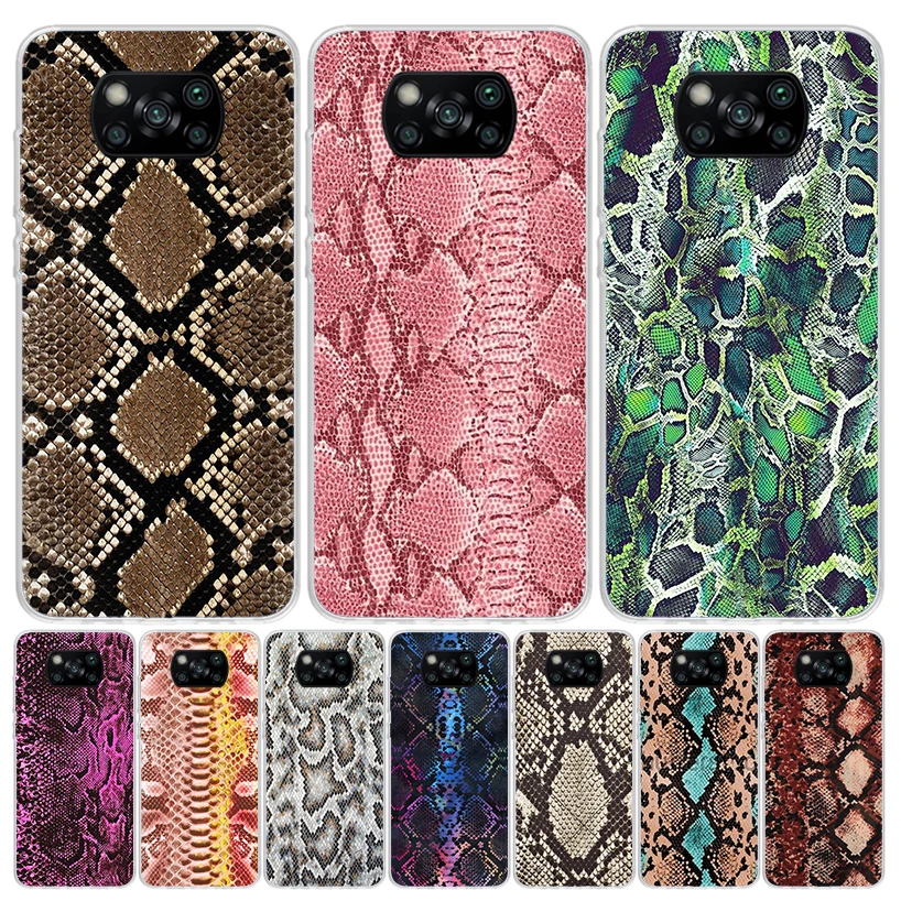 Pink Snake Skin Printing Drawing Phone Case For Xiaomi Poco X6 X5 X4 X3 Nfc F6 F5 Pro F4 Gt F3 F2 F1 M5S M4 M3 Art Customized Co