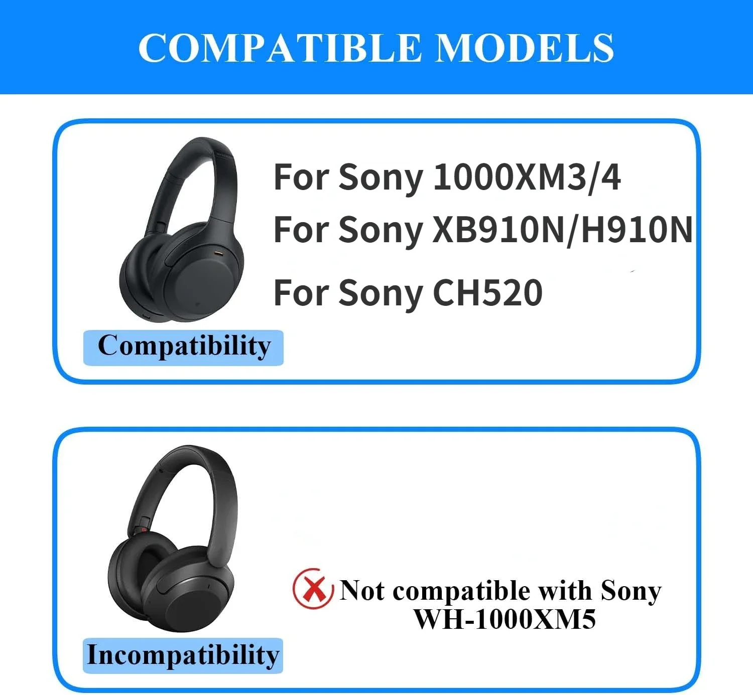 Per Sony WH-1000XM3/4,XB910,H910N,CH520 protezione per fascia antisudore in Silicone per cuffie protezione per fascia antipolvere con cerniera