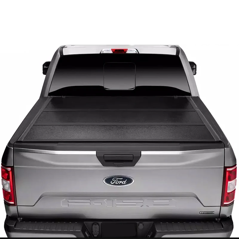 Aluminum Pickup Truck Rear Cover Box Plate Trunk Tailgate Flat Cover Pickup Black Tri Fold Tonneau Cover for Ford Pickup