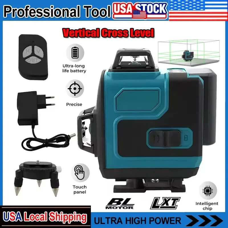 

Подходит для Makita 3D-4D 16line High Precision 360 ° Горизонтальный Вертикальный Зеленый Лазер Горизонтальный Настенный Портативный Электроинструмент для 18 В