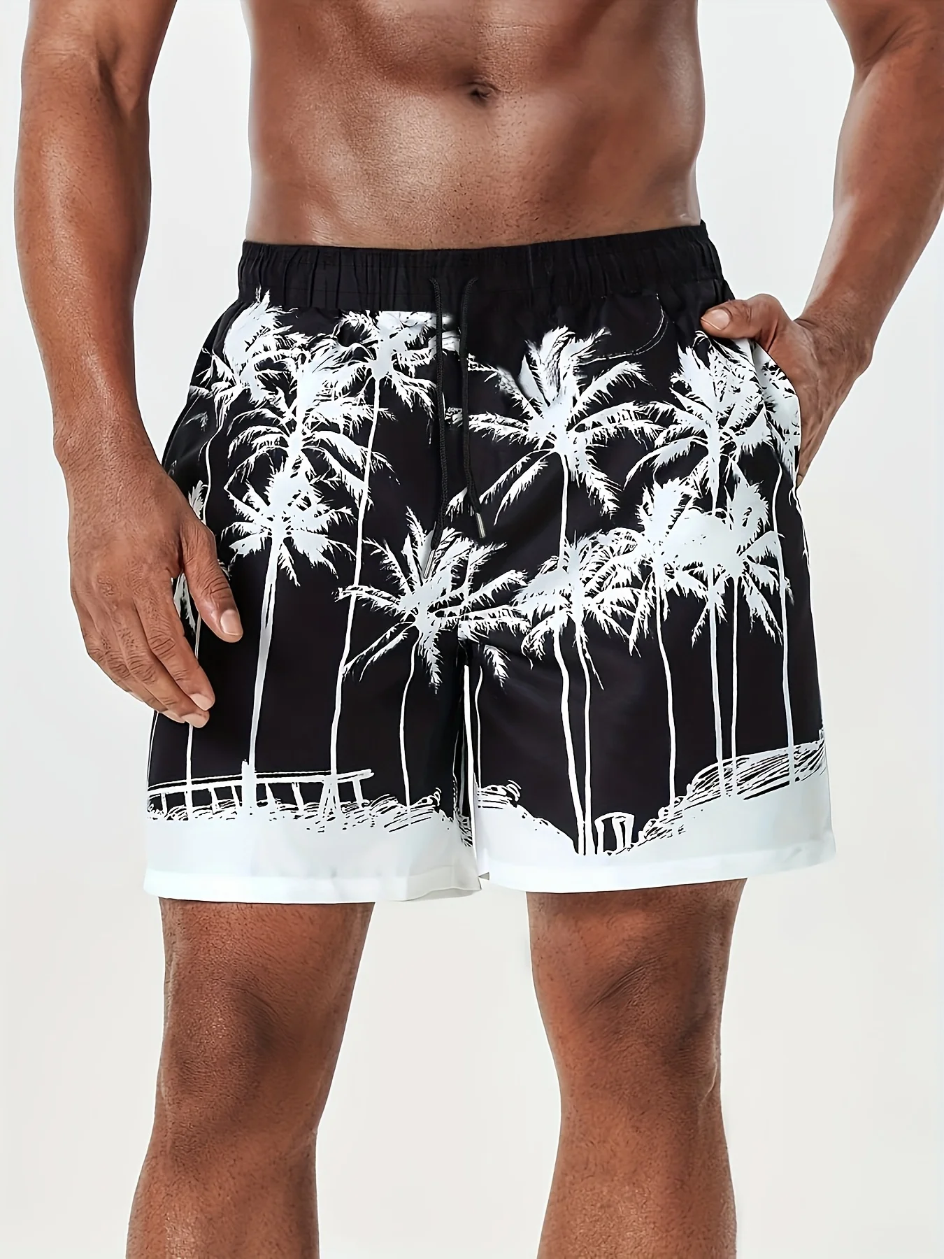 

Men's Casual Shorts with 3D Coconut Tree Print: A stylish summer design, perfect for the beach.