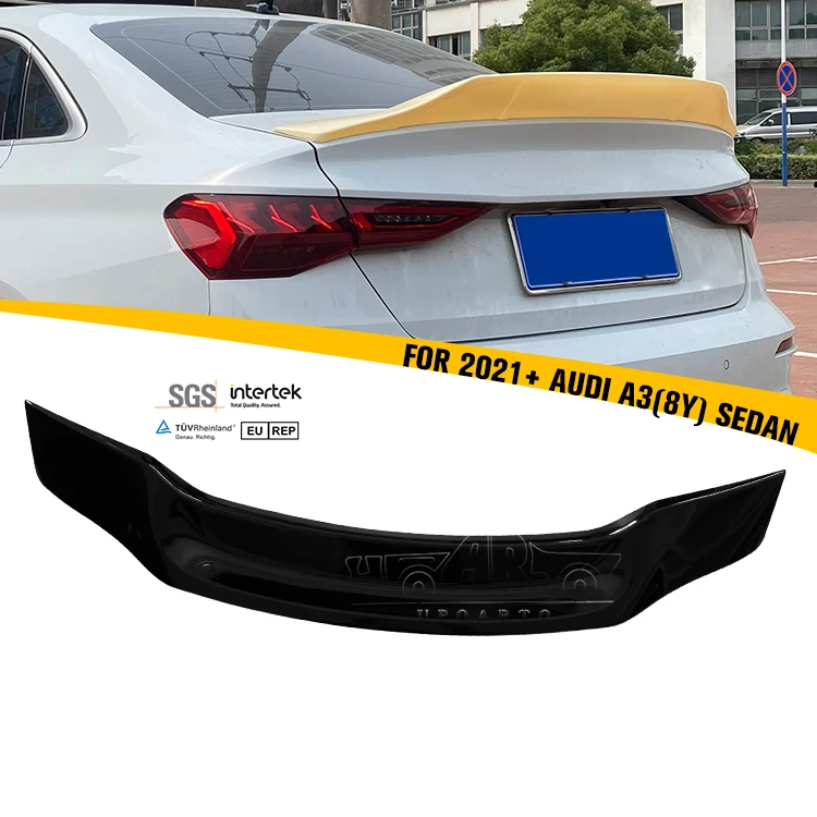 

HS Body Kit Manufactory Good Craft ABS Plastic Carbon Fiber Look R Style Back Wing Rear Spoiler for Audi A3 8Y Sedan 2021+