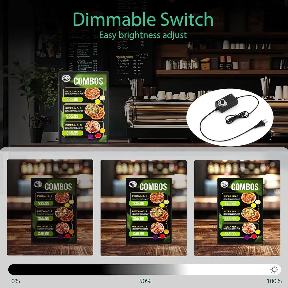 11x17 Tabletop LED Sign Holder Light Up Menu Board Backlit Poster Advertising Display Light Box or Restaurant, Bar, Hotel, Event