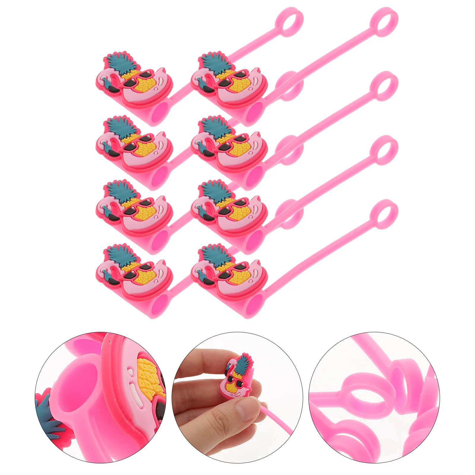 8 Pcs Straw Cap Dust Plug Outdoor Activity Covers for Top Personalized Cute Silica Gel Reusable Straws Themed Party